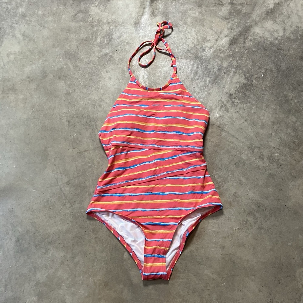 J Mclaughlin Swimsuit Womens Sz 8 Nicola Swimsuit Coral Orange Mini Watercolor